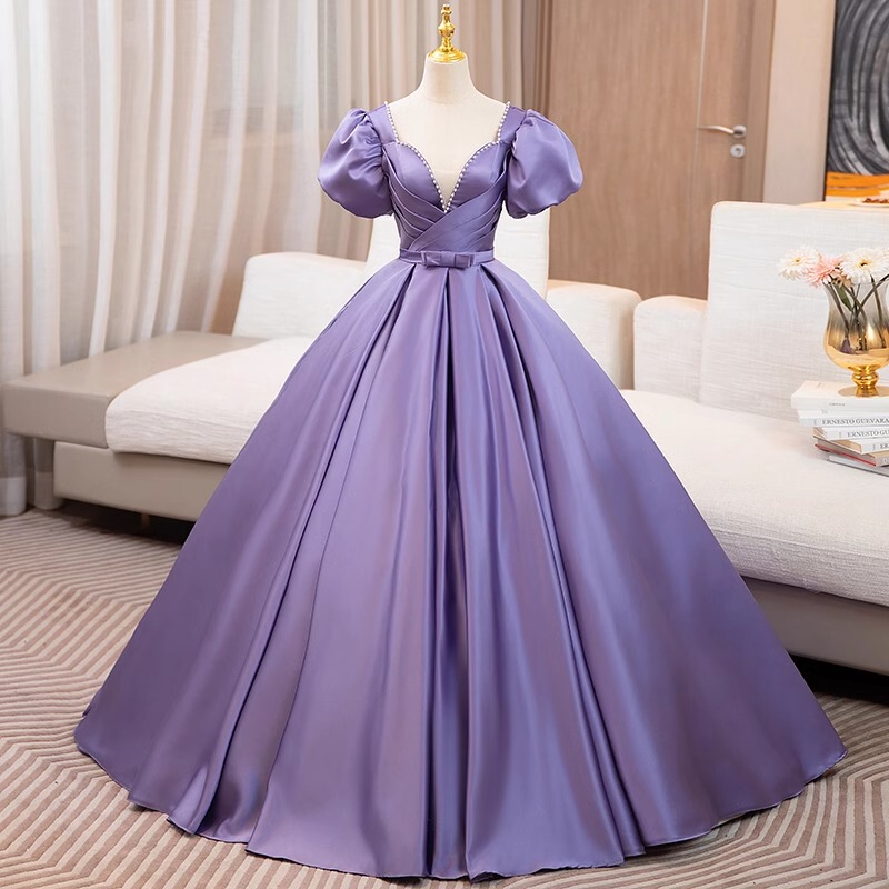 Vocal Art Exam Dress Student Purple Wedding Dress Solo Performance Dress Female Host Slimming Conductor Dress Tutu Skirt