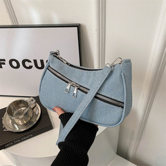 2024新款女包韓版時尚個性小方包 潮流ins風雙拉鏈洋氣腋下單肩包