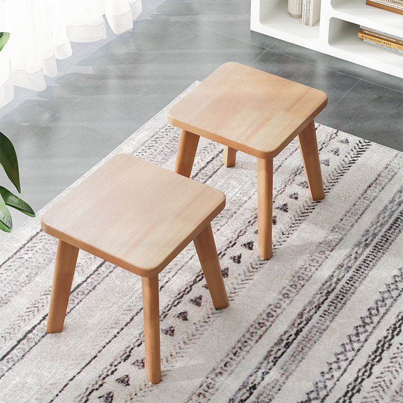 Taburete de madera cuadrada de color tronco taburete de madera sala de estar taburete de cambio de zapatos de puerta de casa no se cansa de sentarse por mucho tiempo
