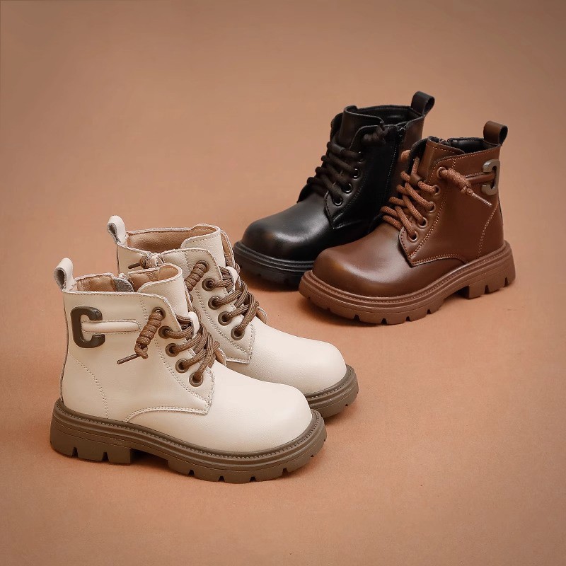 Children's Martin 2024 autumn and winter new boys' single Korean version versatile girls' leather boots_voghion.com
