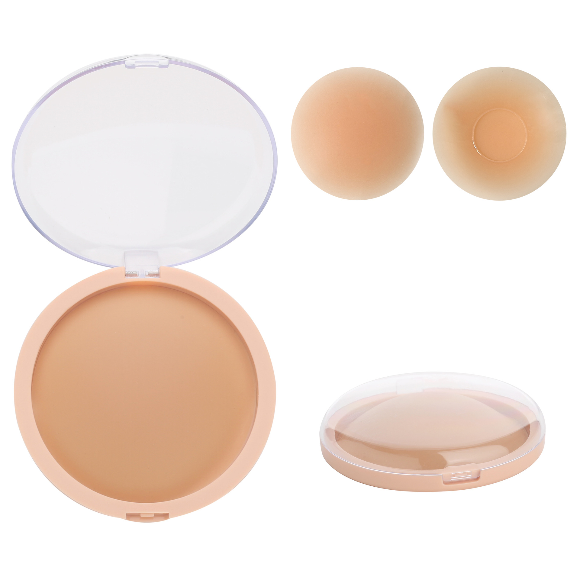 샴페인 스킨 2# 휴대용 파우더 퍼프 케이스 포함