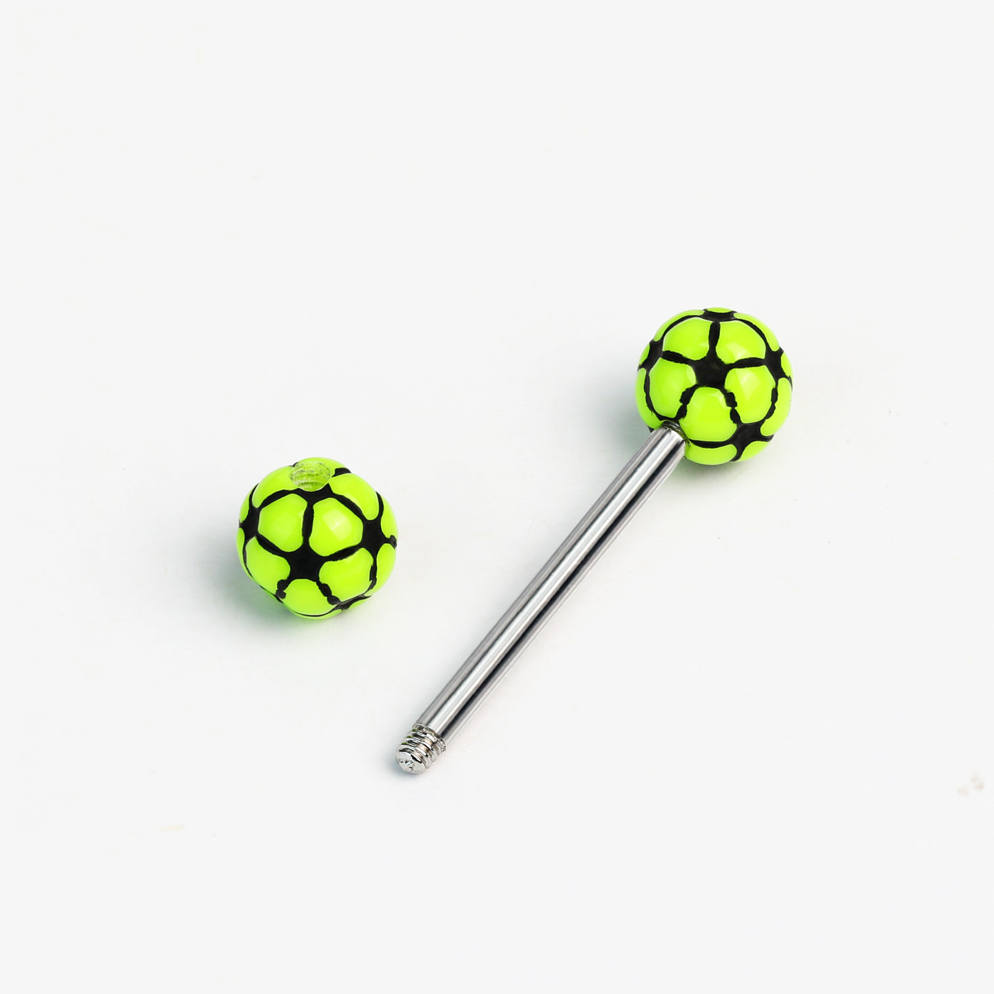 7-Color Contrast Football Tongue Barbell 20mm Length 1.6mm Thick Titanium Steel Externally Threaded Tongue Piercing Jewelry Wholesale detail image 9