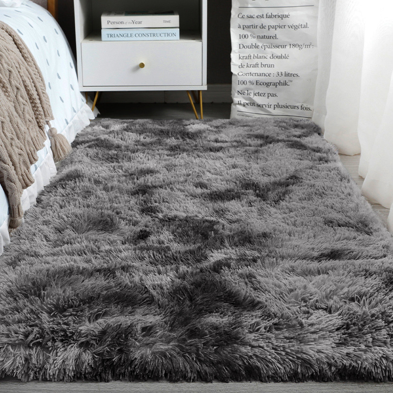 Alfombra teñida de seda sala de estar dormitorio alfombra roja alfombra de cama resistente a la suciedad fácil de cuidar alfombra de pierna alfombra de peluche de color sólido