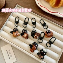 ins风咖啡屋小猫钥匙扣可爱卡通包包挂件学生闺蜜小礼品汽车挂饰