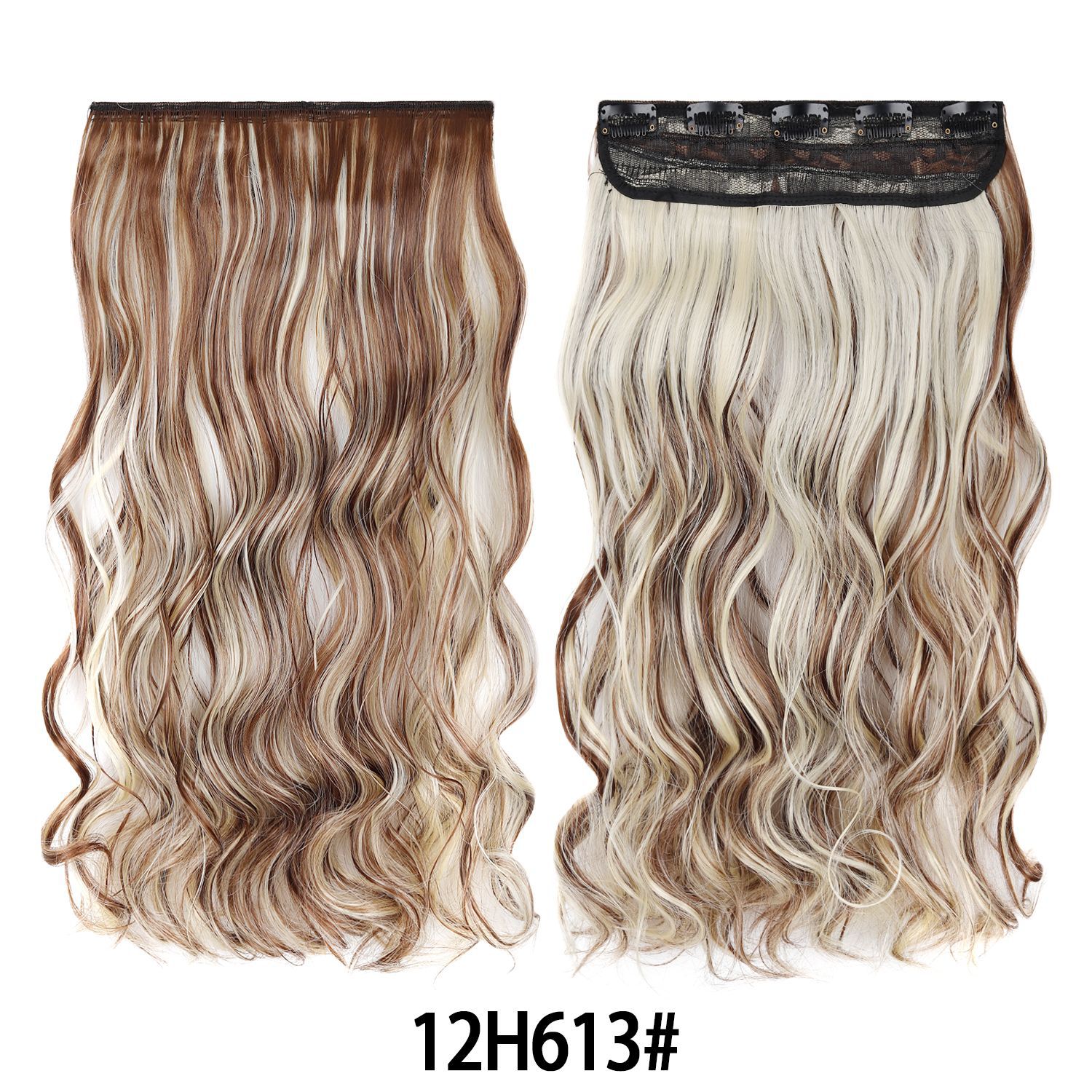 Extensión de Cabello de 5 Clips de 18 Pulgadas de Fibra de Alta Temperatura Rizado para Señoras