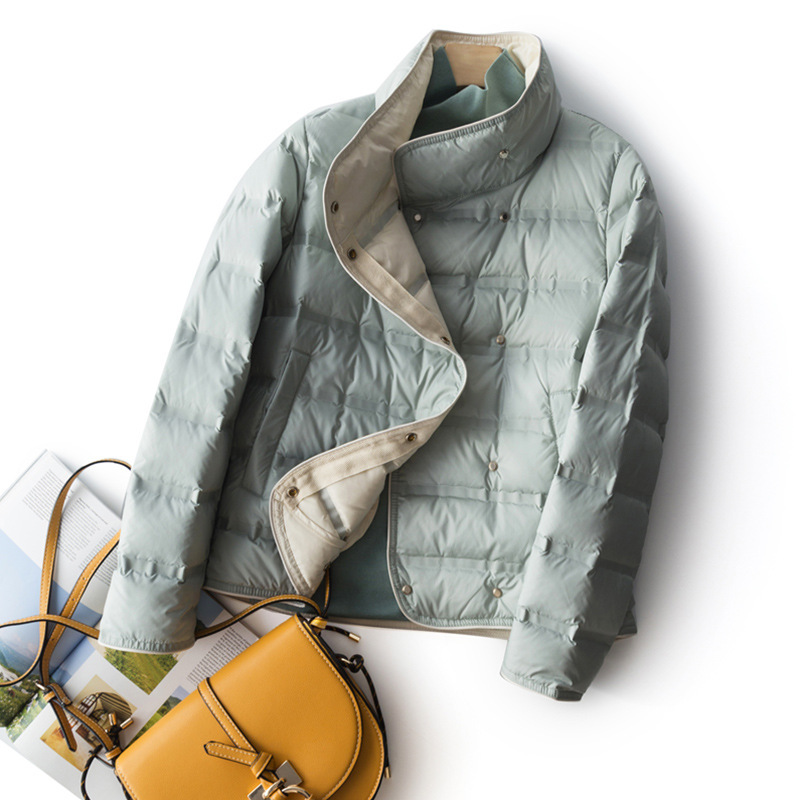 Cross-Border Autumn and Winter New Style Laminated Stand-Up Collar Lightweight down Jacket Women's Short Fashion White Duck down Korean Style Jacket Trendy Cross-Border Autumn and Winter New Style Laminated Stand-Up Collar Lightweight down Jacket Women's Short Fashion White Duck down Korean Style Jacket Trendy