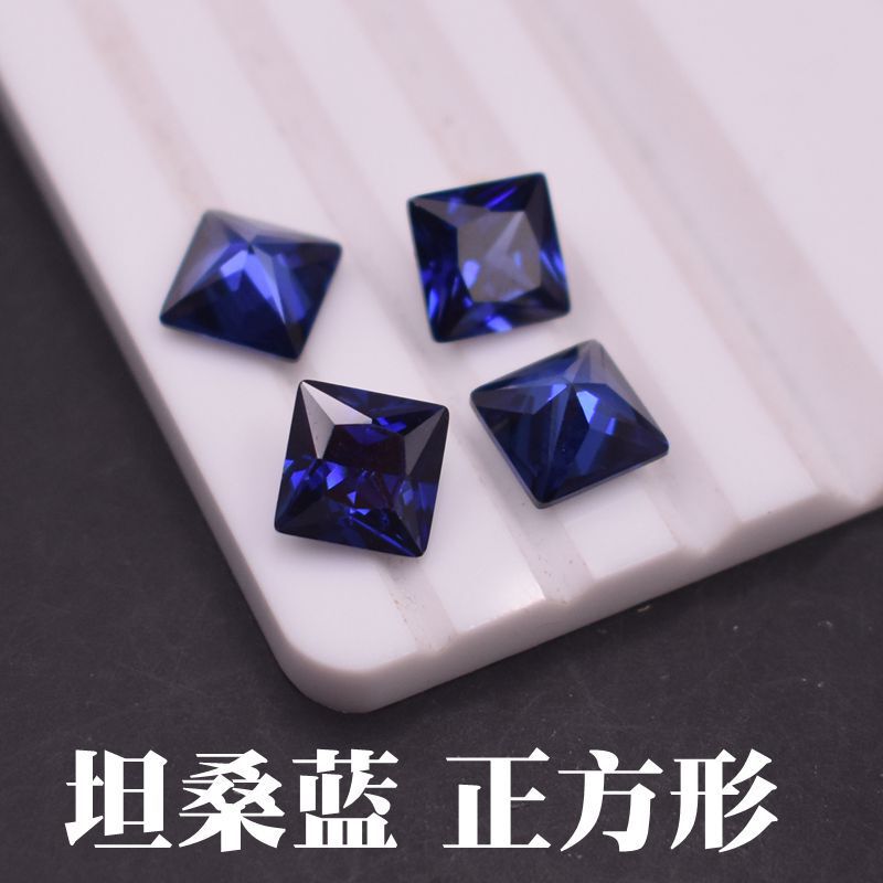Tanzanite Sapphire Square Ring Ring Bare Stone Dark Blue Zircon Ring with Stone Tanzanite Blue Princess Square