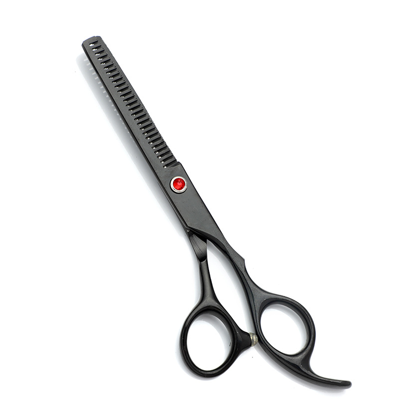 Forbici da parrucchiere per tagliare la frangia, forbici dritte per sfoltire, colorate e nere, forbici a vite diamantate rosse, per rifinire la frangia._voghion.com