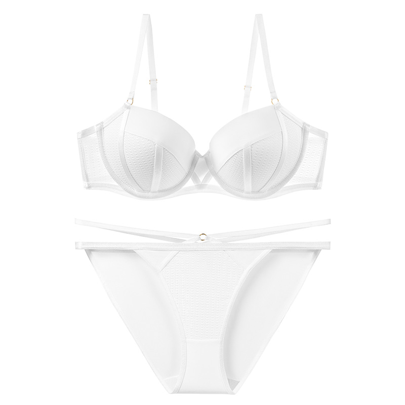 Ropa interior de encaje de alta gama transfronteriza, sujetador de reunión cómodo para mujer puro, pecho pequeño, conjunto de sujetador antiflacidez grande