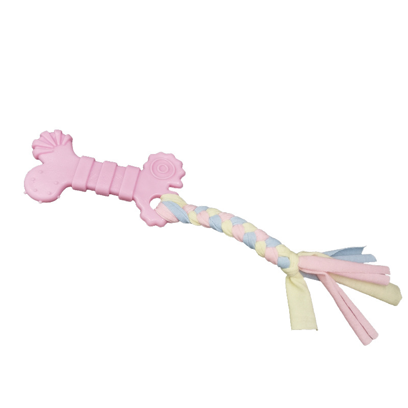 Juguete para mascotas nuevo hueso tipo TPR perro molar roer dientes-Fortalecimiento de la cuerda de algodón gato de goma y perro juguete transfronterizo