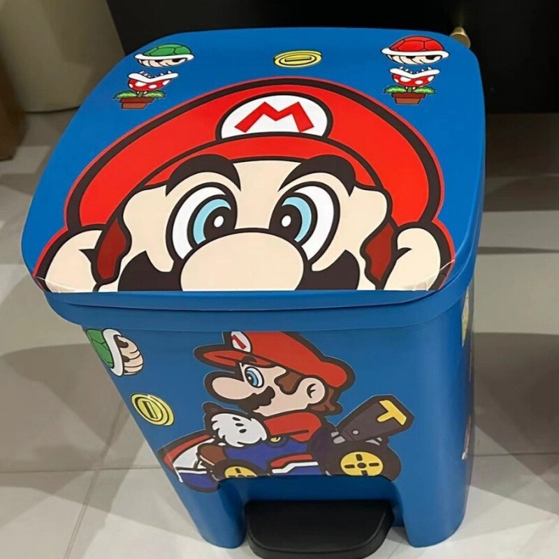 DIY Mario Trash Can Household Mcdonald's Kitchen Storage Paper Basket Living Room Large Capacity Big Eyes Trash Can