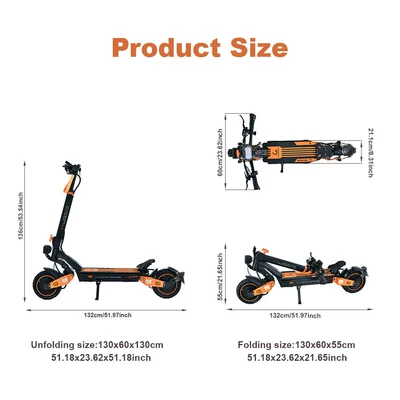 Qatlanan elektrik skuterlər 1000W=F2 Pro Max, 52V