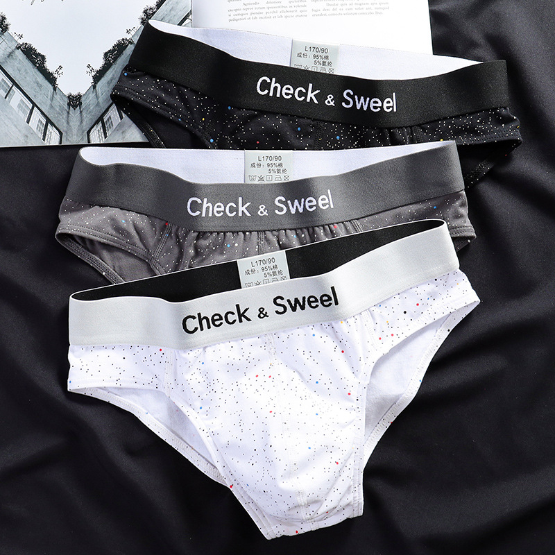 Printed Men's Underwear Men's Cotton Briefs Boys Sports Teenagers Loose Breathable Briefs Short Pants