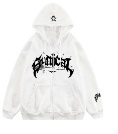 Street hip-hop star girl stampa nera con cerniera per donna 2024 y2k Harajuku giacca con cappuccio coppia_voghion.com