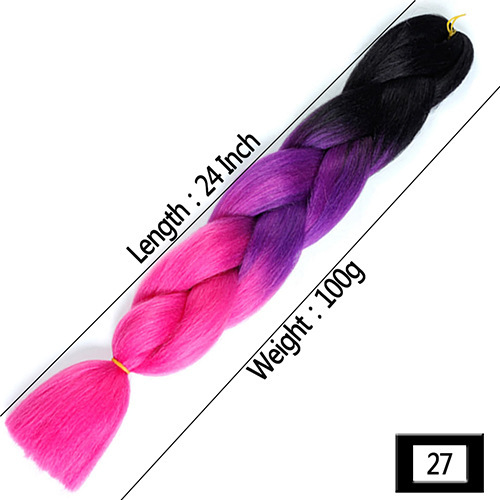 Peruca de comercio exterior gran trenza color gradiente africano gran trenza fibra química de alta temperatura seda trenza pelucina trenzada extensión de pelo