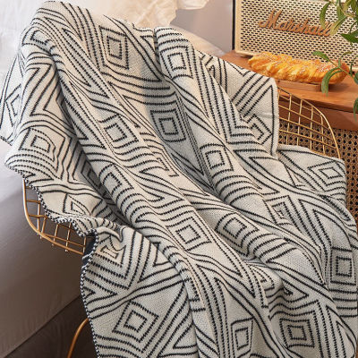 Northern Europe ins grey knitting leisure time Small blanket air conditioner quilt summer Siesta Sofa blanket Single Blanket