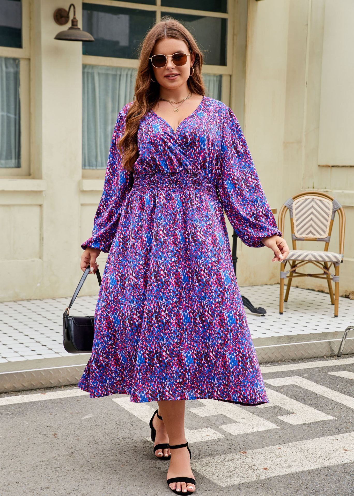 Colorful Print Dress for Plus Size Women