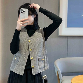 新款小个子感别致法式春秋2026高级外套女宽松外套小香风马甲坎肩