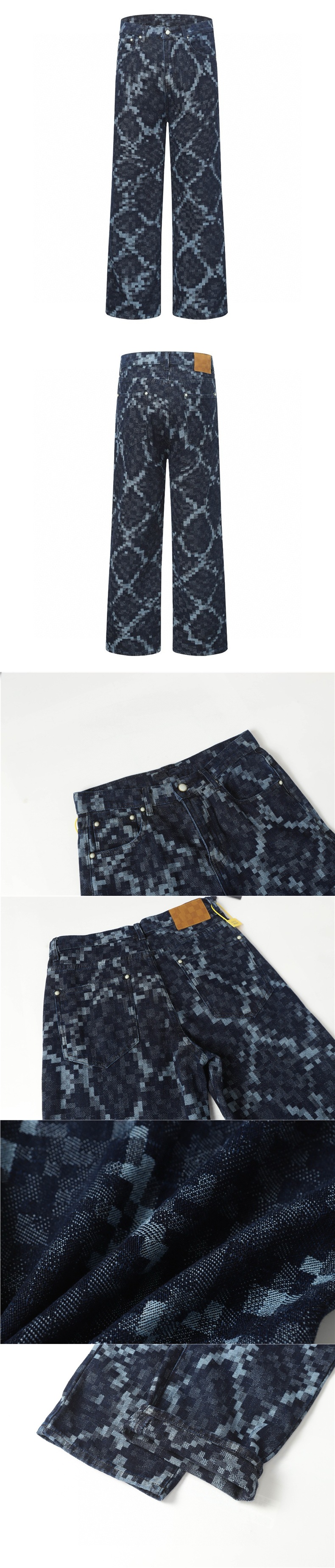 High-end Custom Men's And Women's Year Snake Pattern Mosaic Straight Loose Casual Jeans_voghion.com