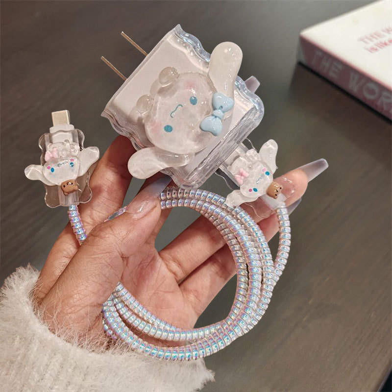 新款可爱KT玉桂狗苹果15promax手机数据线保护套20wiPhone14快充|undefined