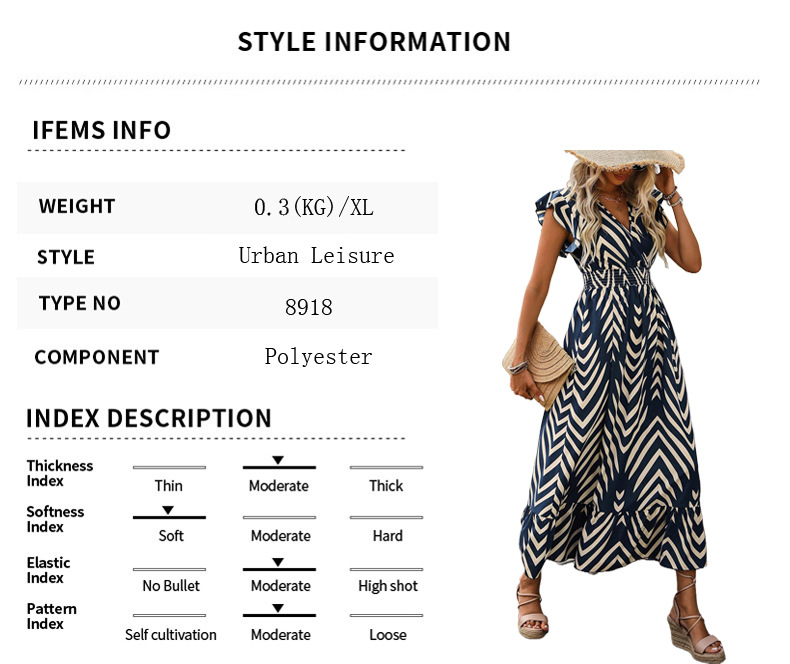 European American Foreign Trade Clothing 2024 Women's Summer Elegant Style Printed Short Sleeve Dress With Tie_ecoleips.com