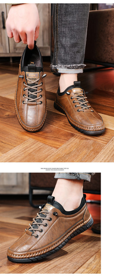 Giày lười nam da PU mềm đế bệt kiểu mới phong cách casual — Màu xám (có thể liên hệ với khách hàng để xem chi tiết), màu nâu, đen chi tiết 7