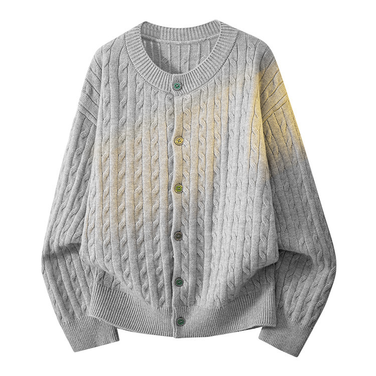 Otoño y invierno nuevo estilo de comercio exterior hombre perezoso estilo de punto cardigán coreano suéter casual de tendencia de botón de cuello redondo suelto