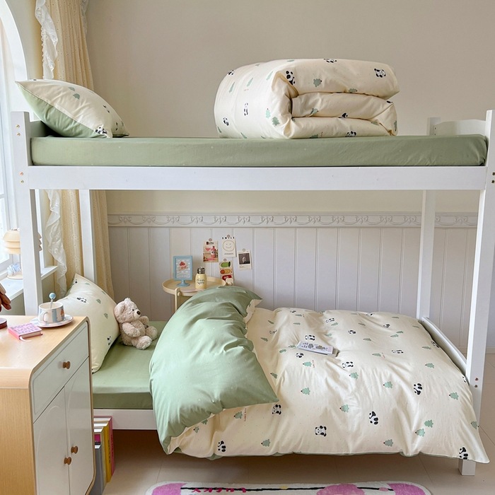 2025 New Style Pure Cotton Twill Skin-Friendly and Comfortable Student Bunk Bed Bedding Dormitory Four-Piece Set Cute