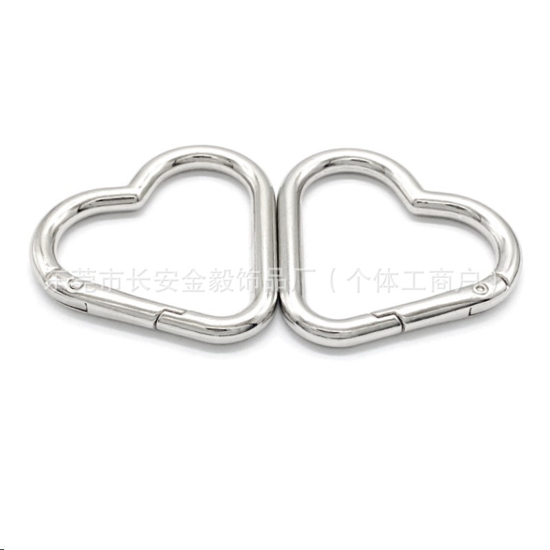 锌合金爱心型登山扣大号心形弹簧圈钥匙扣饰品配件挂扣开口弹簧扣