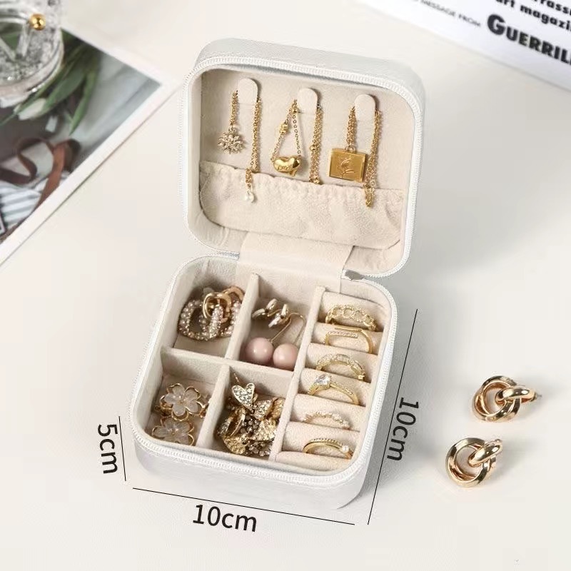 화이트 [다기능 가죽 보석함] # 작은