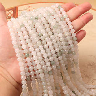 Xinjiang Tianshan Cui scattered beads round beads semi-finished bracelet beaded diy jewelry accessories wholesale ice green necklace with beads