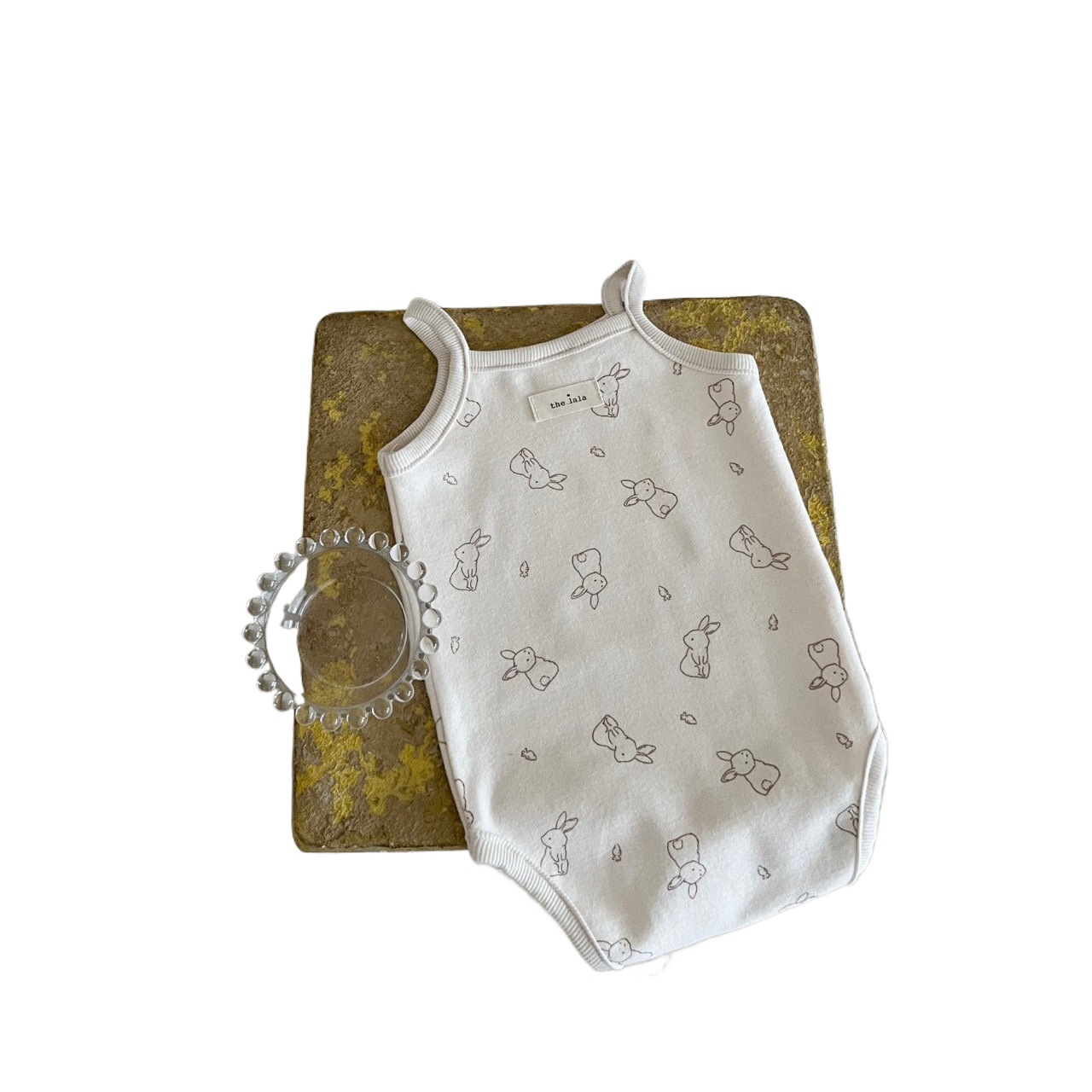 Estilo coreano bebé niños y niñas impreso de algodón acolchado mameluco ins verano recién nacido versátil chaleco casual triángulo mameluco