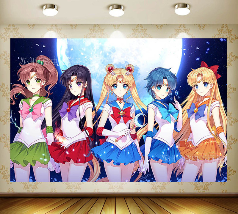 New cartoon moon pretty girl warrior children's birthday baby 100 days photography background cloth studio props