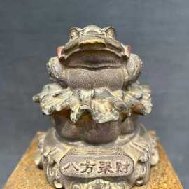 青石金蟾摆件青石彩绘八方聚财金蟾一尊办公室桌面装饰金蟾摆件