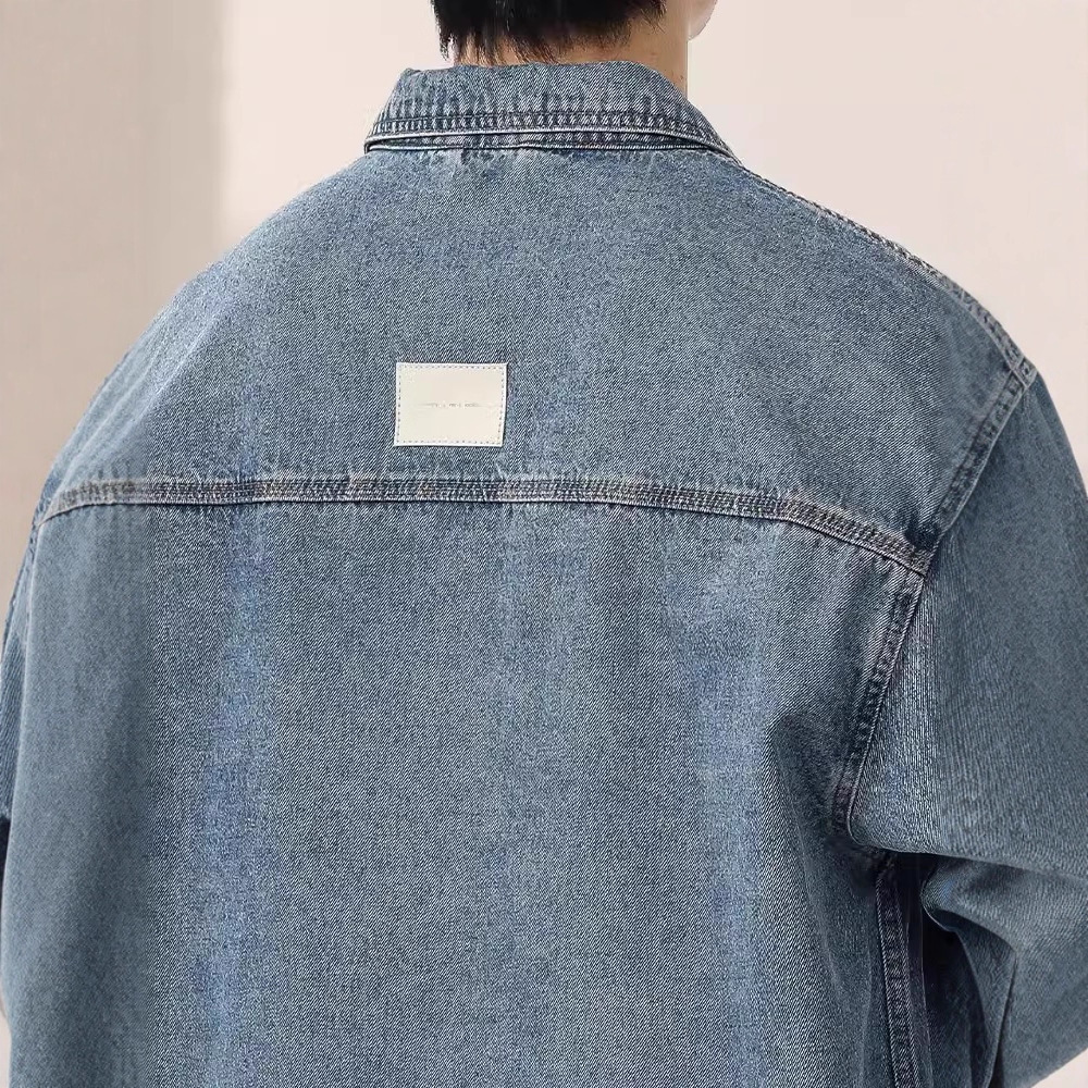 Men's Denim Shirt Jacket Loose Fit Plus Size Stylish Workwear_voghion.com