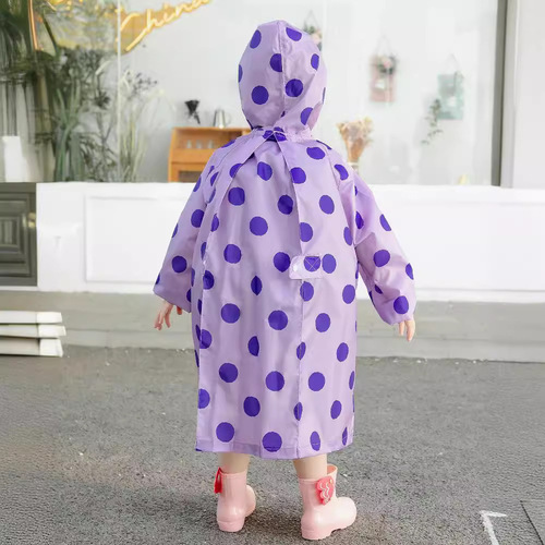 Japan's light and breathable purple polka dot children's raincoat baby full body long poncho kindergarten student waterproof jacket