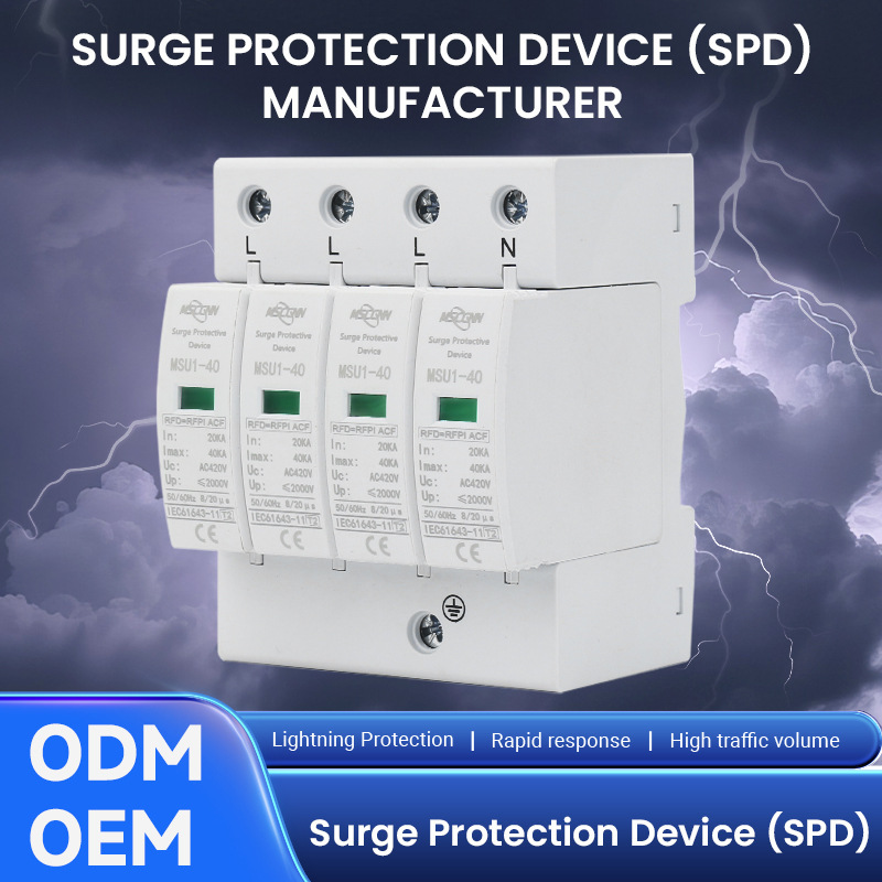 Surge Protector Lightning Arrester Spd Charging Station Energy Storage Photovoltaic Ac Surge T2 Explosion-Proof Three-Phase Lightning Protection