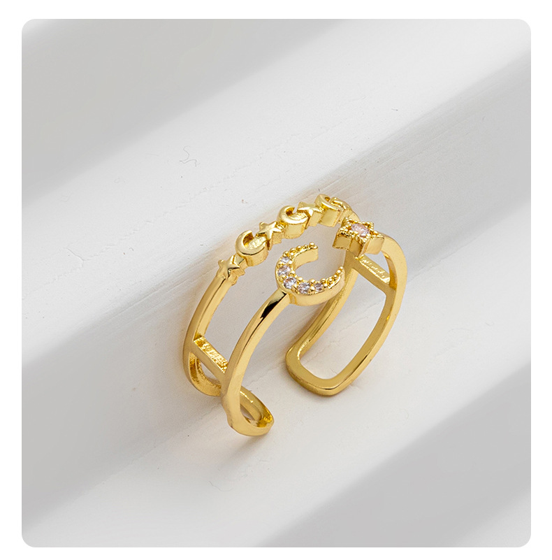 Fashion Solid Color Copper Open Ring Inlay Pearl Zircon Copper Rings