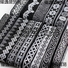 黑白线条传统纹样民族风花边服饰地毯等印花图案蕾丝花边织垒德株