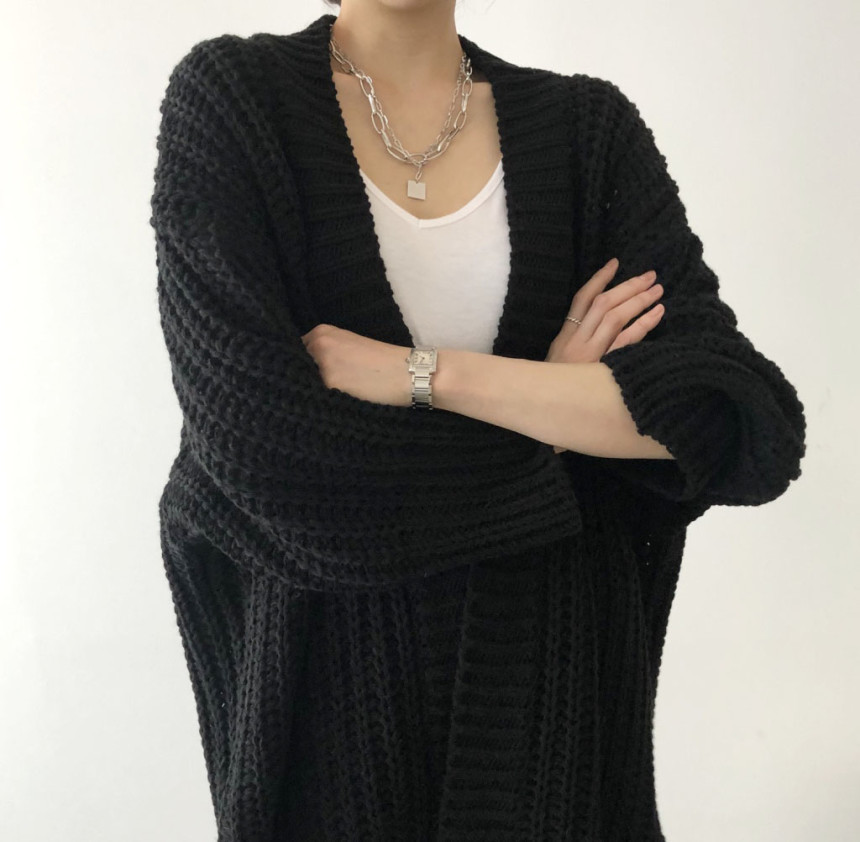 Cardigan, Sweater Tops Type Women's Casual Streetwear Solid Color Placket Cardigan Sweater