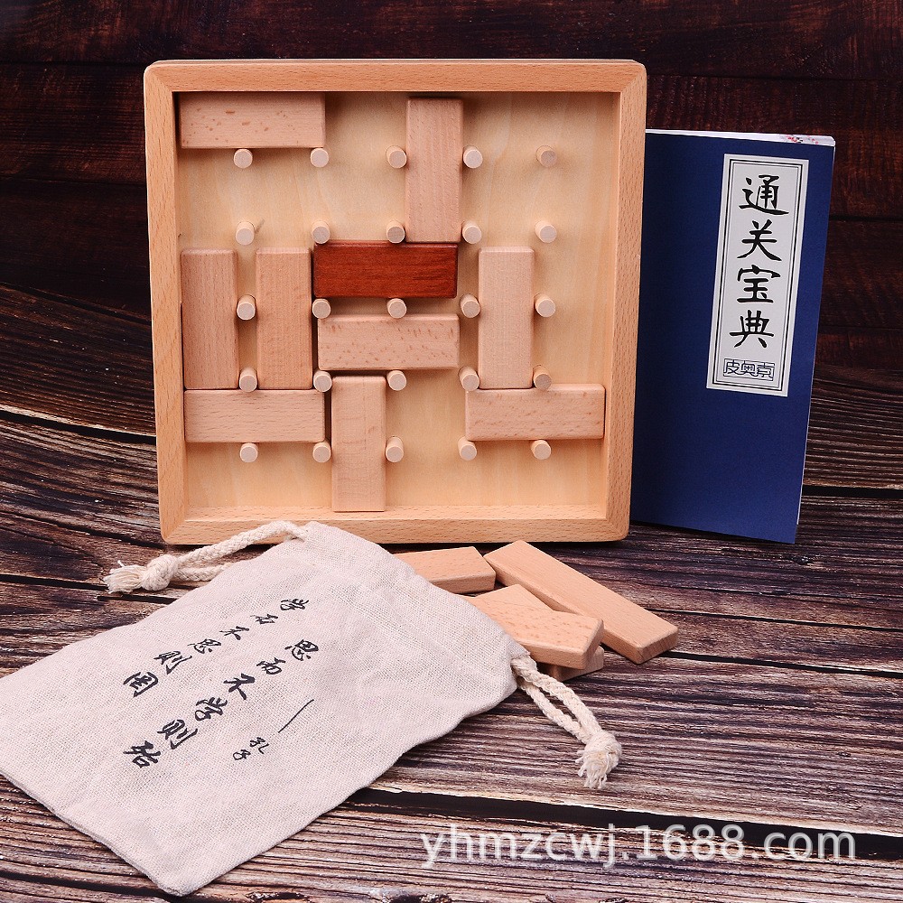 Liquidación de madera Huarong Road Puzzle Juego de mesa mental Juguetes clásicos para todas las edades Puzzle de inteligencia image 7