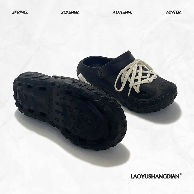 Old Fish Store Strap Series/Croc-Style Shoes Unisex Ins-Style Slippers Closed-Toe Sandals Unique Two-Way Wearable Slides