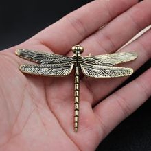 黄铜蜻蜓小摆件复古昆虫小蜻蜓摆件家具办公室桌面小摆件黄铜批发