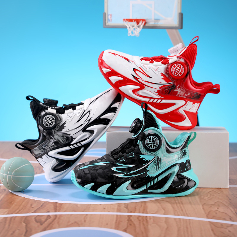 Zapatos para niños 2025 nuevos zapatos de baloncesto de cuero de otoño para niños entrenamiento profesional para estudiantes de primaria de carreras de moda