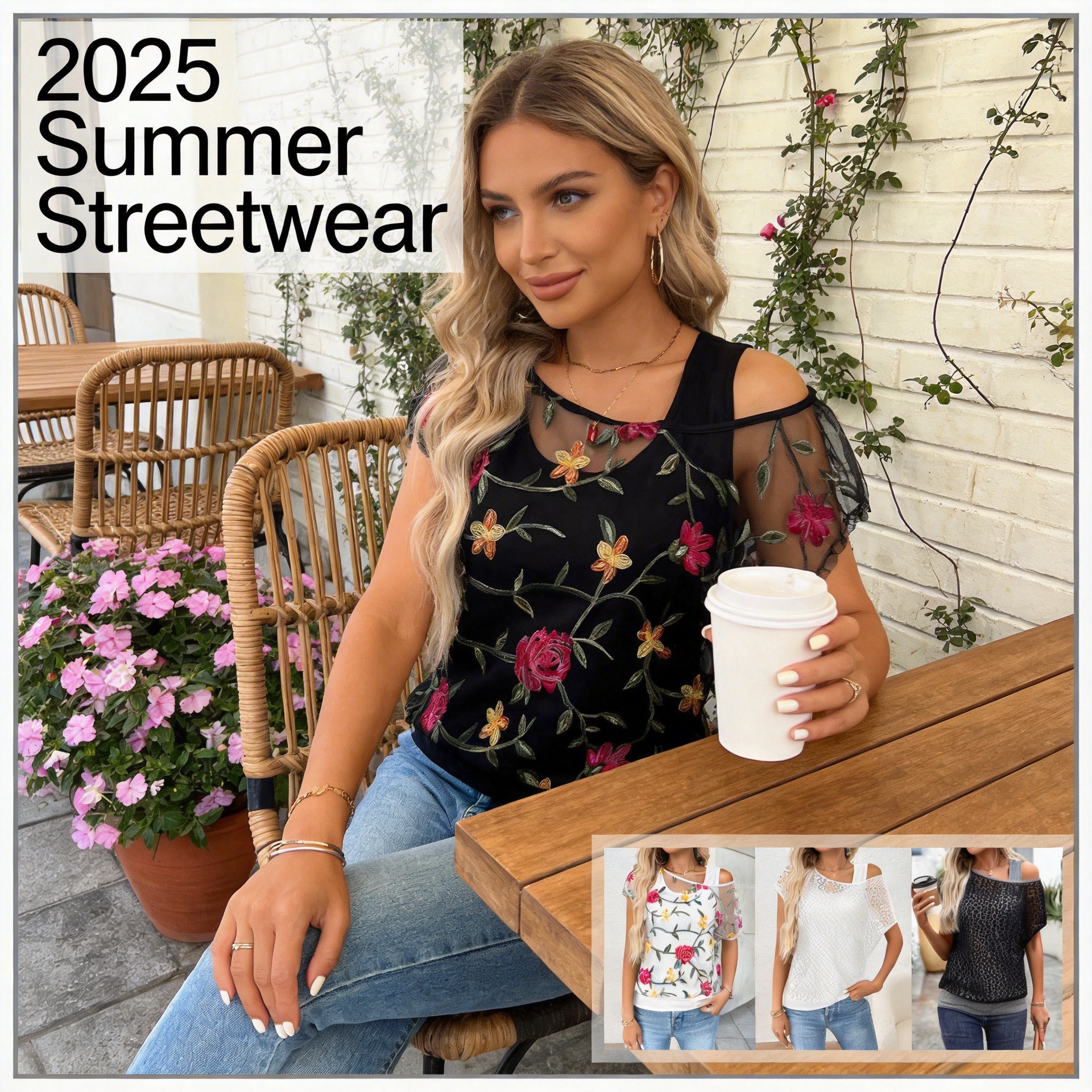 Cross-Border European and American 2025 Amazon Women's Summer Casual New Lace Round Neck Short-Sleeved Fake Two-Piece Women's Knitwear