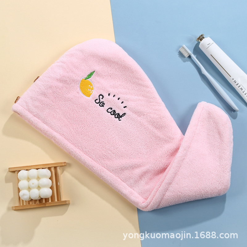 サンゴの毛の刺繍の女性の新型の乾いた髪の帽子の吸水の速乾の包頭のタオルの日用の家庭は毛を落とさないで頭巾を拭きます。|undefined