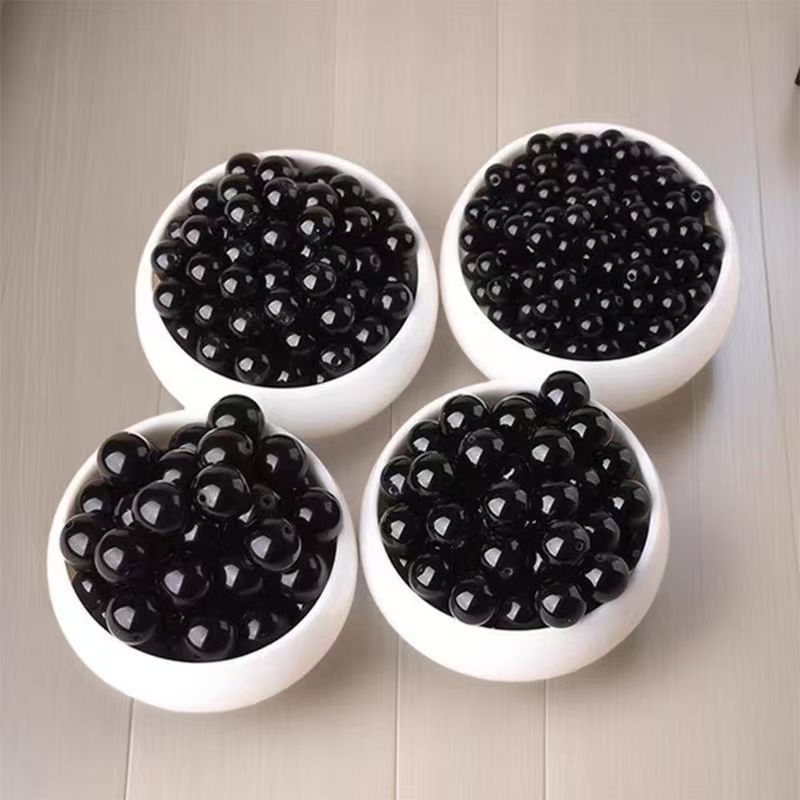 高品质天然黑曜石原石散珠子手串手链项链串珠单圆配珠高货批发|undefined