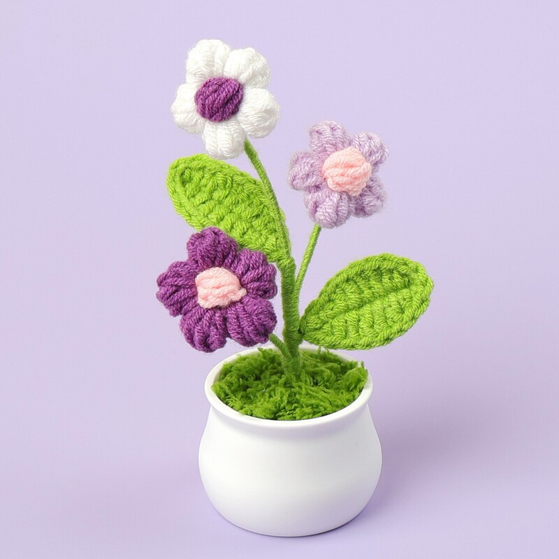 完成したウールひまわり鉢植えスズラン造花チューリップデスクトップ装飾品バレンタインデー教師クラスメートギフト|undefined