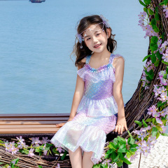 新しい人魚服の女の子の水泳服の女の子のビキニの子供の王女のスーツの王女の4つのセット
