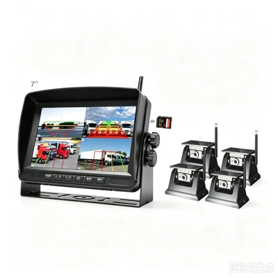 Wireless Wifi Solar Camera: Driving recorder - 7inch-car-wireless-monitor-4-wireless-wifi-solar-magnetic-cameras